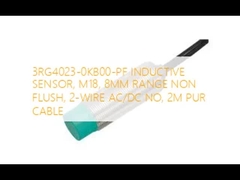 3RG4023-0KB00-PF INDUCTIVE SENSOR, M18, 8MM RANGE NON FLUSH, 2-WIRE AC/DC NO, 2M PUR CABLE